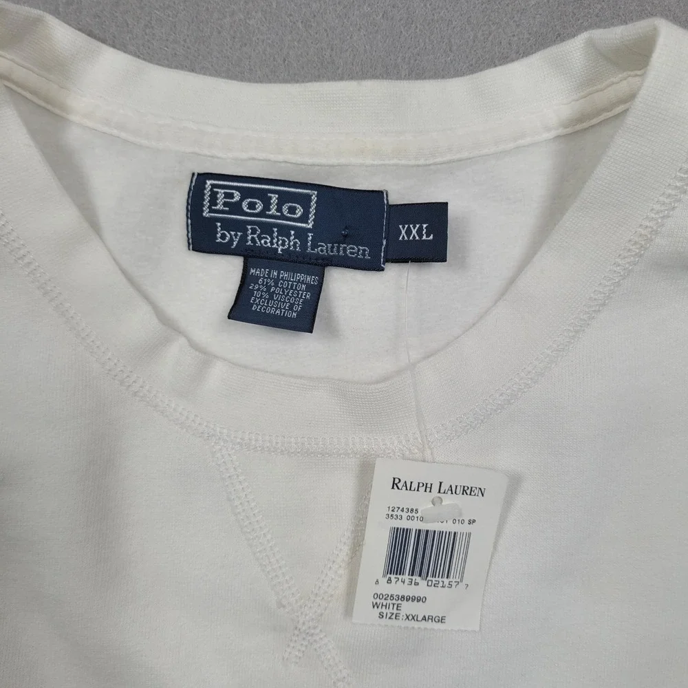 Polo Ralph Lauren Mens XXL White Crewneck Sweatshirt NWT 1274385